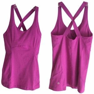 LULULEMON Crossback Strappy 2 in 1 Tank Top w/Pads Magenta Sz 4
